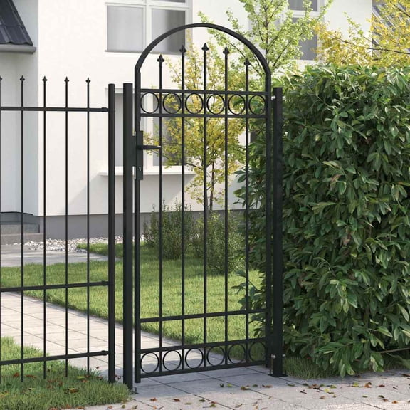 Wnsytes Heavy-Duty Arched Top Steel Garden Gate with Posts, 41.3 x 80.3 in