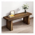 thumbnail image 1 of Wnutress 43" Farmhouse Solid Wood Benches Indoor with Wide Angled Legs, Rustic Long Entryway Seat for Dining Table, Kitchen, End of Bed, Living Room, Hallway, Handcrafted Finish, Natural, 1 of 8