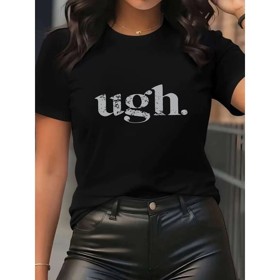 Wo Funny Casual Sarcastic Ugh Graphic Vintage Grunge Y2k Cotton Men's Women's T-Shirt