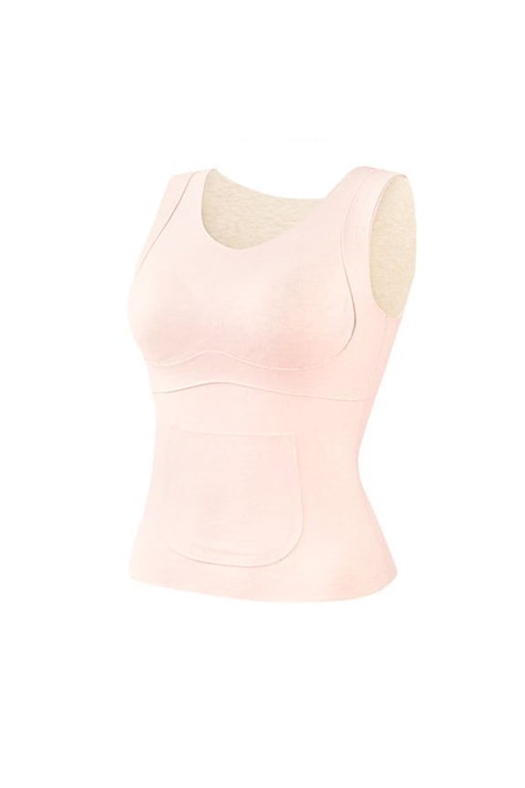 Girls Solid Training Tank Top, Round Neck Cami with Padded Chest for Developing Girls