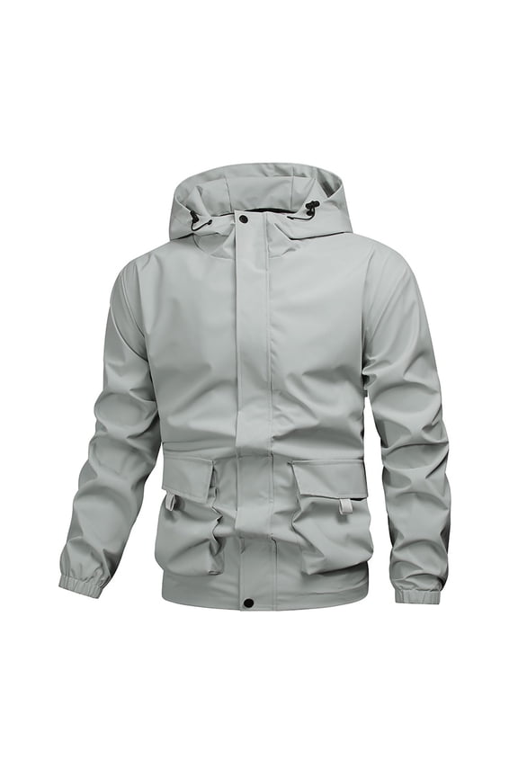 Men's Windproof Jacket, Hooded Workwear and Outdoor Sports Jacket, Lightweight Windbreaker with Multiple Pockets for Hiking, Casual Wear, and Daily Use