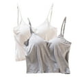 thumbnail image 1 of Wo-Fusoul Women's 2-Piece V-Neck Short Camisole with Padding, Wireless One-Piece Lingerie, 1 of 8