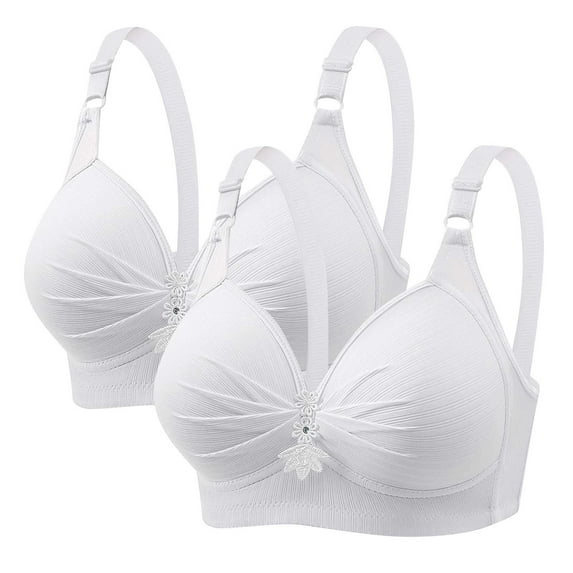 Wo-Fusoul Women's 2-Piece Wireless Bra Set, Push-Up Breathable White Daily Lingerie