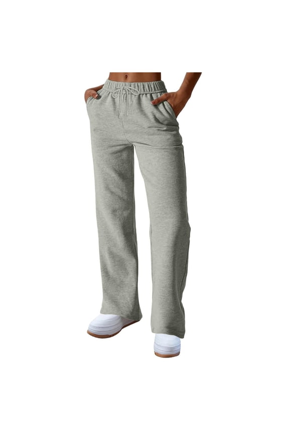 Women's Casual Wide Leg Pants with Elastic Waistband, Comfortable Trousers for Lounge and Outdoor Activities, Solid Color Long Pants Made from Durable Fabric, Easy Care for Everyday Use