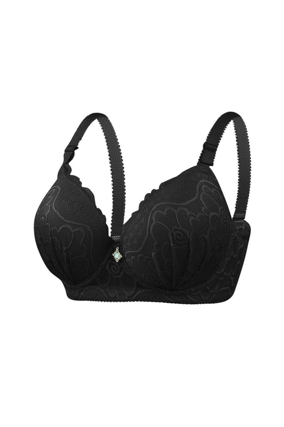 Women's Plus Size D-Cup Underwire Daily Bra, Solid Color Push-Up Thin Lingerie