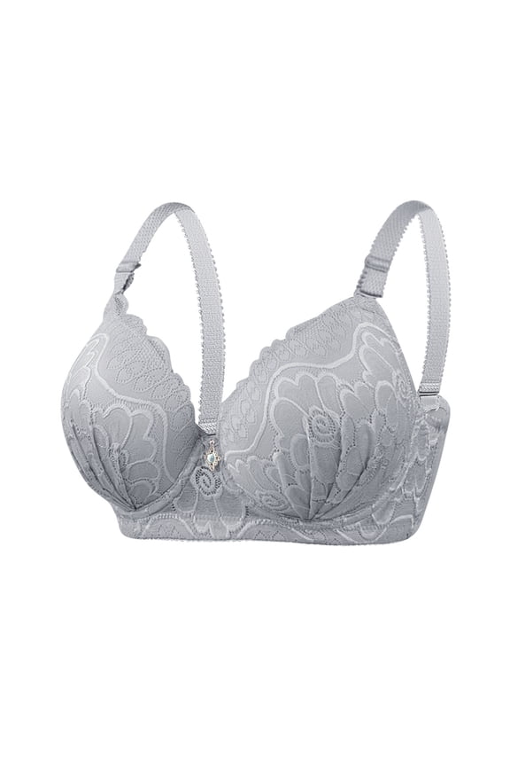 Women's Plus Size D-Cup Underwire Daily Bra, Solid Color Push-Up Thin Lingerie