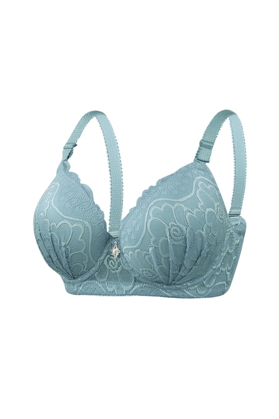 Women's Plus Size D-Cup Underwire Daily Bra, Solid Color Push-Up Thin Lingerie