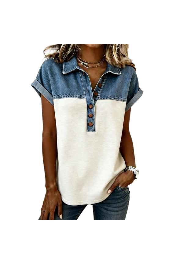 Women's Short Sleeve Round Neck Top, Casual Rayon Blend Shirt for Summer, Comfortable and Breathable Everyday Basic T-Shirt, Solid Color Regular Fit Blouse