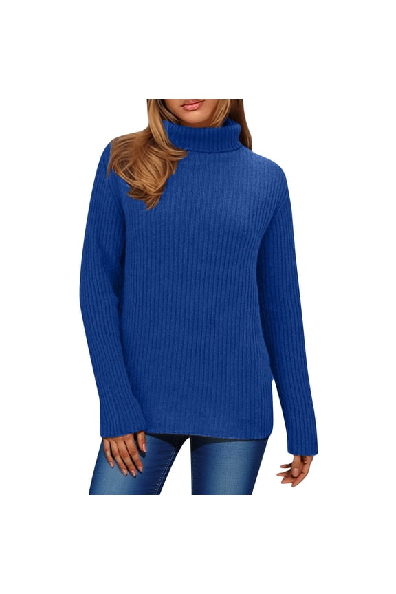 Women's Turtleneck Sweater, Loose Fit Pullover with Long Sleeves for Everyday Comfort, Soft Casual Winter Knit Top