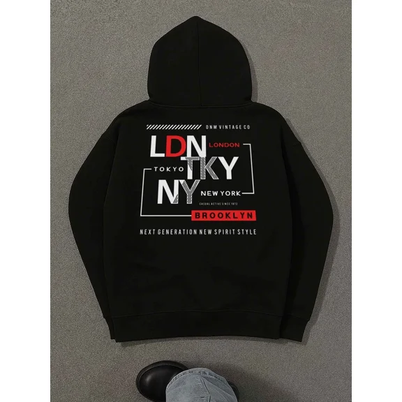 Wo NYC Themed Loose Fit Streetwear Sweat Hoodie Shirt for Men & Women, up to Size 5XL
