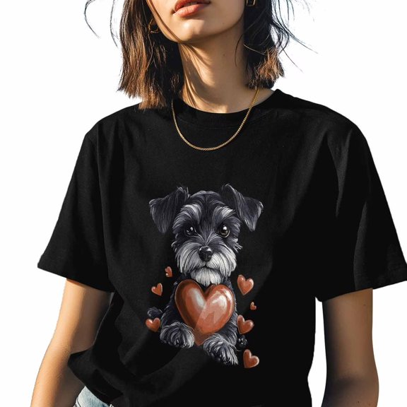 WoM1en's T-S1Hir, Animal Maltese Dog Hearute Cotton Crewneck T1EE S1Hort eeve C1Asual TopS1 Loose Graphic T-S1Hirt Black, S