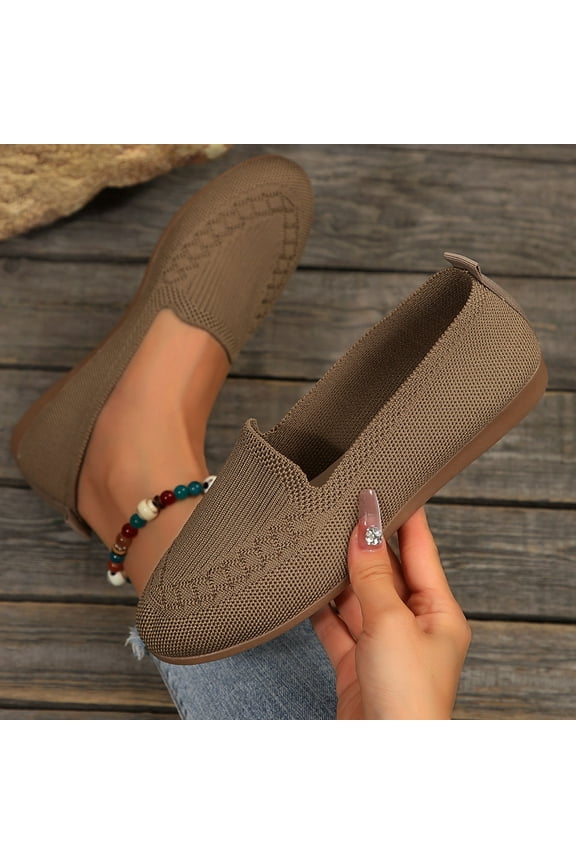 WoMen's Memory Foam Fuzzy Slippers Knitted House Fashion Casual Spring And Summer Flat-Bottomed Shallow-Mouth Shoes Low-Top Slip-On Mesh Work Shoes