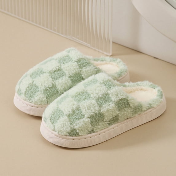 WoMen's Memory Foam Fuzzy Slippers Knitted House Fashion Casual Winter Furry Strap Home Friendly Flat Slippers