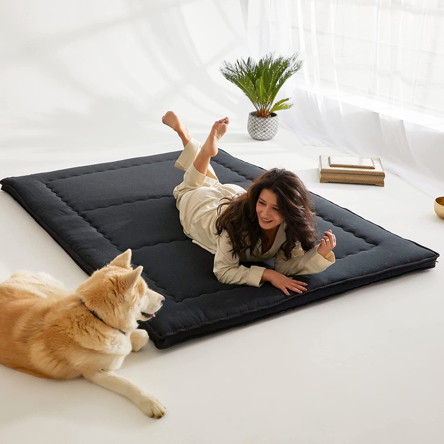 WoW Futon Japanese Floor Mattress Black Shikibuton Futon Mattress