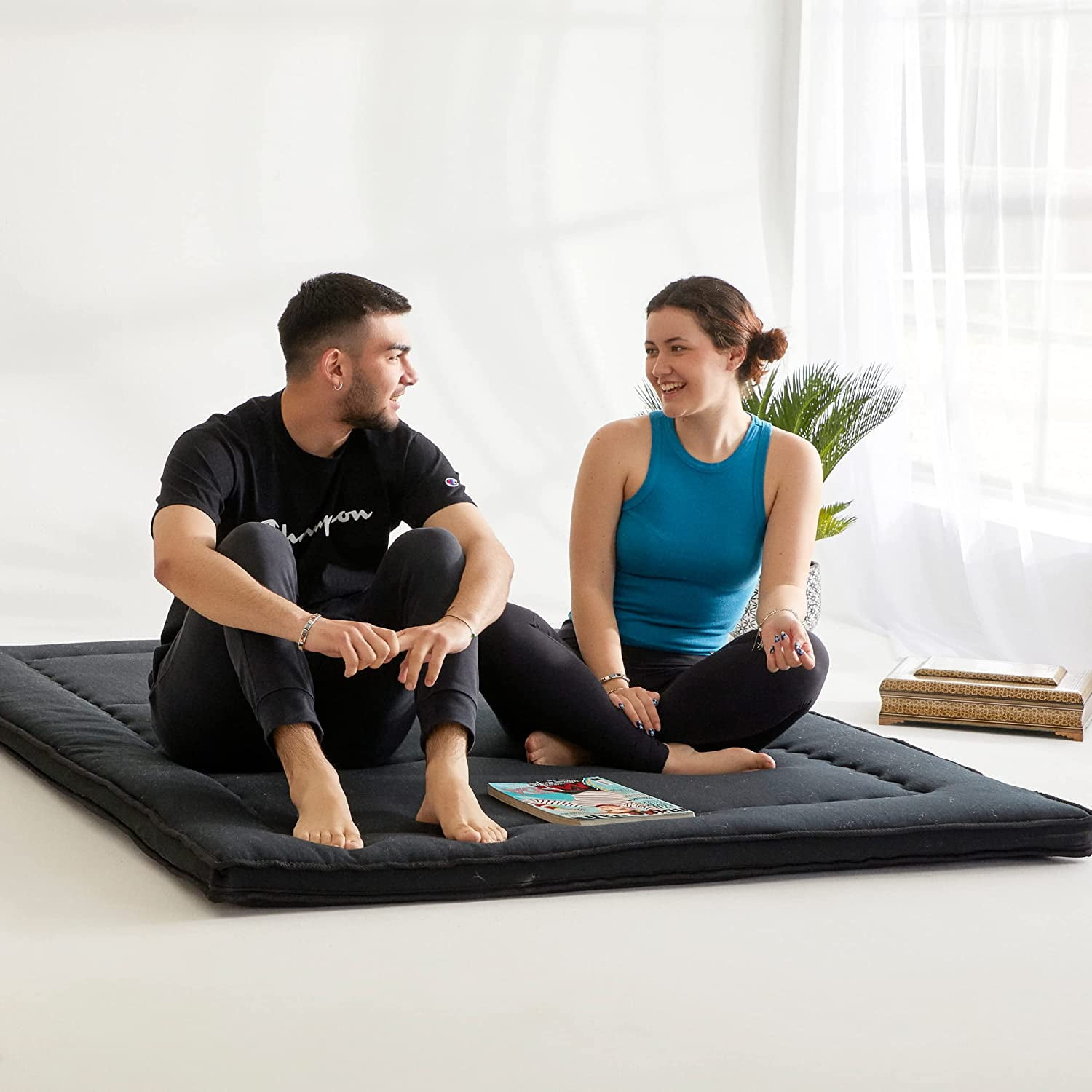 WoW Futon Japanese Floor Mattress Black Shikibuton Futon Mattress