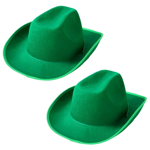 WoWstyle 2 Pack Cowboy Hat for Women Men DlY Western Cowgirl Hats Plain Felt Dress-up Play Costume Party HatAdjustable Strings Green