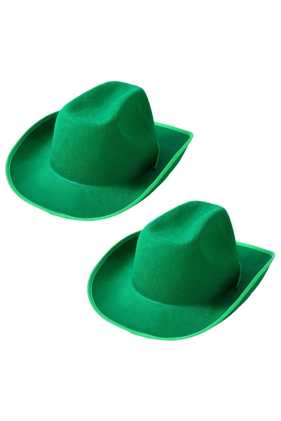 2 Pcs Cowboy Hat for Women and Men Cowgirl Felt Western Hats with Adjustable Drawstring (Green)