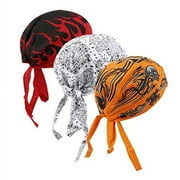 WoWstyle 3 Pcs Do Rags for Men Skull Cap Bandana Hat Breathable Helmet Linner Beanie