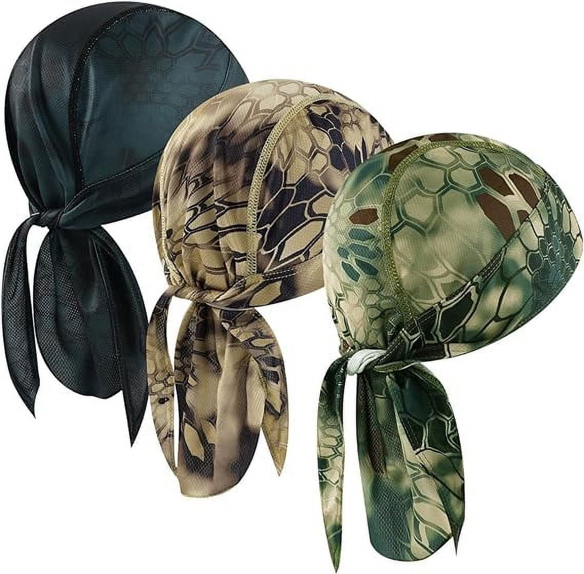 GUIFIER 4 PCS Outdoor Sports Head Wrap Sweat Wicking Beanie Breathable Mesh Cycling Hat Skull Caps Cycling Bandana Under Helmet Headband Pirate Hat Bandana Cooling Helmet Liner Motorcycle Biker Cap