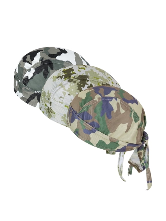 3 Pcs Do Rags Skull Caps for Men Fashion Camouflage Sweat Wicking Helmet Liner Beanie Breathable Motorcycle Cycling Sports Cap Welding Cap Pirate Hat Valentine's Day Gift