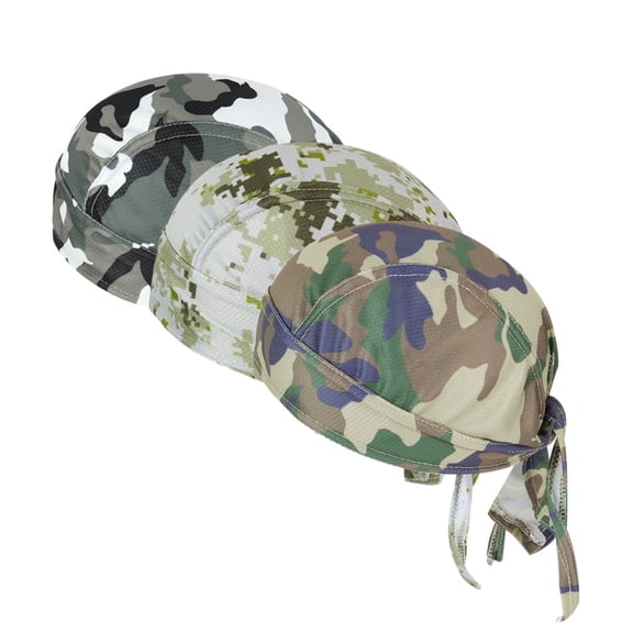 WoWstyle 3 Pcs Do Rags Skull Caps for Men Fashion Camouflage Sweat Wicking Helmet Liner Beanie Breathable Motorcycle Cycling Sports Cap Welding Cap Pirate Hat Valentine's Day Gift