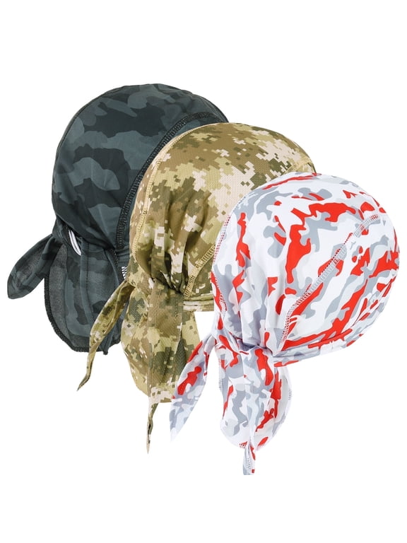 3 Pcs Skull Caps for Men Sweat Wicking Doo Rags Helmet Liner Cycling Motorcycle Cycling Sports Hat Welding Caps