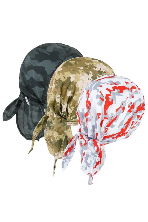3 Pcs Skull Caps for Men Sweat Wicking Doo Rags Helmet Liner Cycling Motorcycle Cycling Sports Hat Welding Caps
