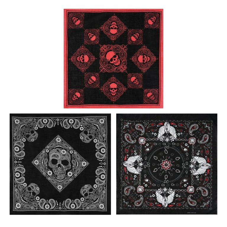 WOWSTYLE 3-Pack Retro Bandana Scarf Bandanas for Men Pocket