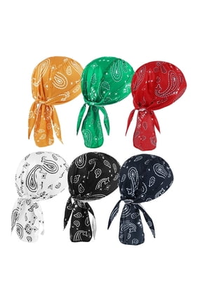 6 Pcs Do Rags for Men Skull Cap Durag Fashion Print Sequin Headwraps Beanie Head Scarf Sweat Doo Rags Helmet Liner Cycling Sports Bandana