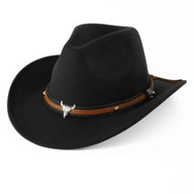 WoWstyle Black Cowboy Hat for Adult Men Women Cowgirl Hat with Adjustable Leather Hat Band Western Cattleman Cow Boy Rodeo Outfit for Outdoor Activities, Parties, Farm-Related Events, Music Festivals