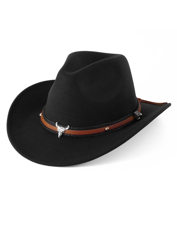Wide Brim Cowboy Hat for Adult Men Women Cowgirl Hat with Adjustable Leather Band Western Cattleman Cowboy Rodeo Outfit for Outdoor Activities, Parties, Music Festive