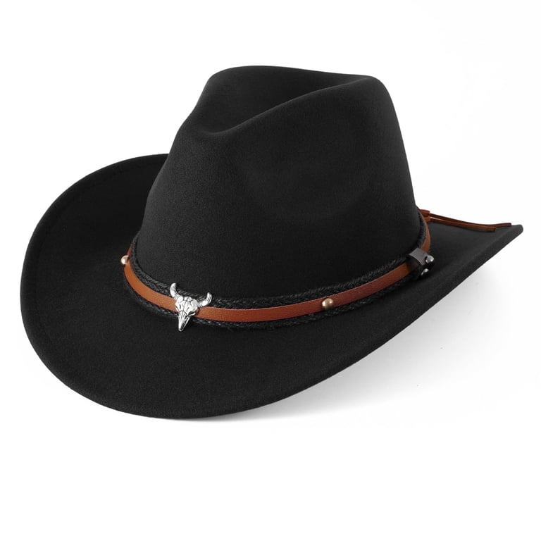 Wowstyle Black Cowboy Hat, Unisex Polyester Felt, Adjustable  display picture 1