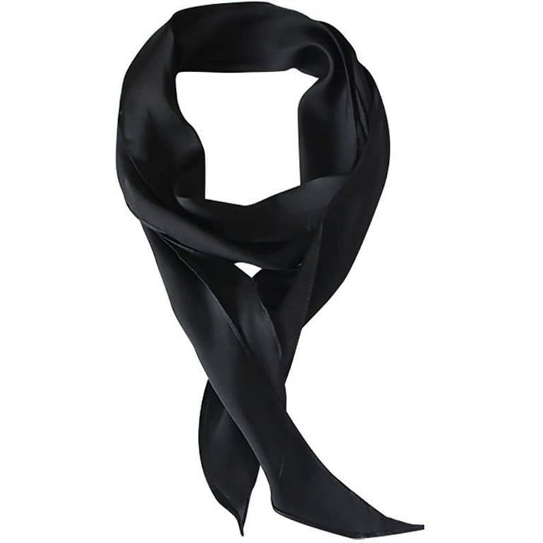 WoWstyle Black Long Neckerchief, Pure Skinny Scarf Necktie 50's Costume  Party Black Silk Scarf Belts Ribbon Neck Scarf 