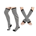 thumbnail image 1 of Wowstyle Black and White Striped Thigh High Socks for Women Extra Long Over the Knee Stockings 3 Pairs Cotton Blend Non Slip Boot Socks Leg Warmers for Halloween Anime Cosplay Schoolgirl Witch Costum, 1 of 8