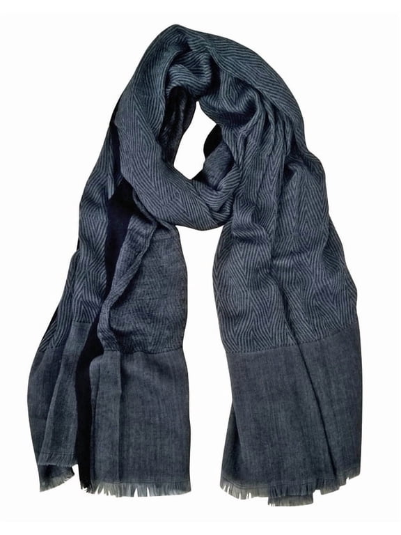 Cotton-Linen Scarves Mens Stripe Crinkle Long Scarf Fashion Wrap Shawl for Travel