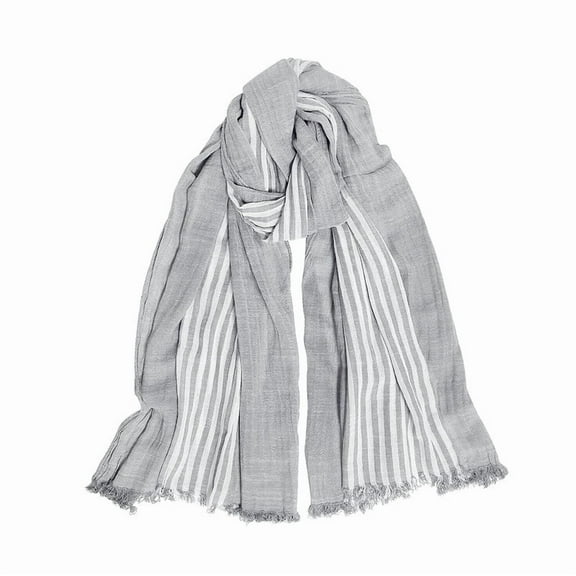 WoWstyle Cotton-Linen Scarves Mens Stripe Crinkle Long Scarf Fashion Wrap Shawl for Travel