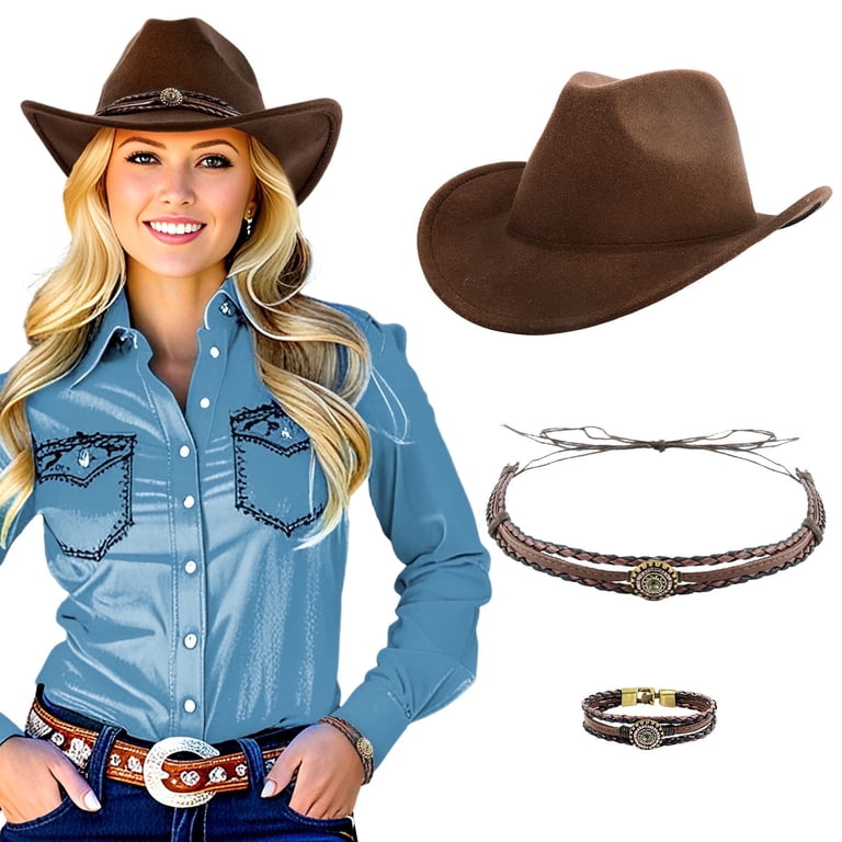 WoWstyle Cowboy Hat for Adult Men Women Cowgirl Hat with  display picture 1