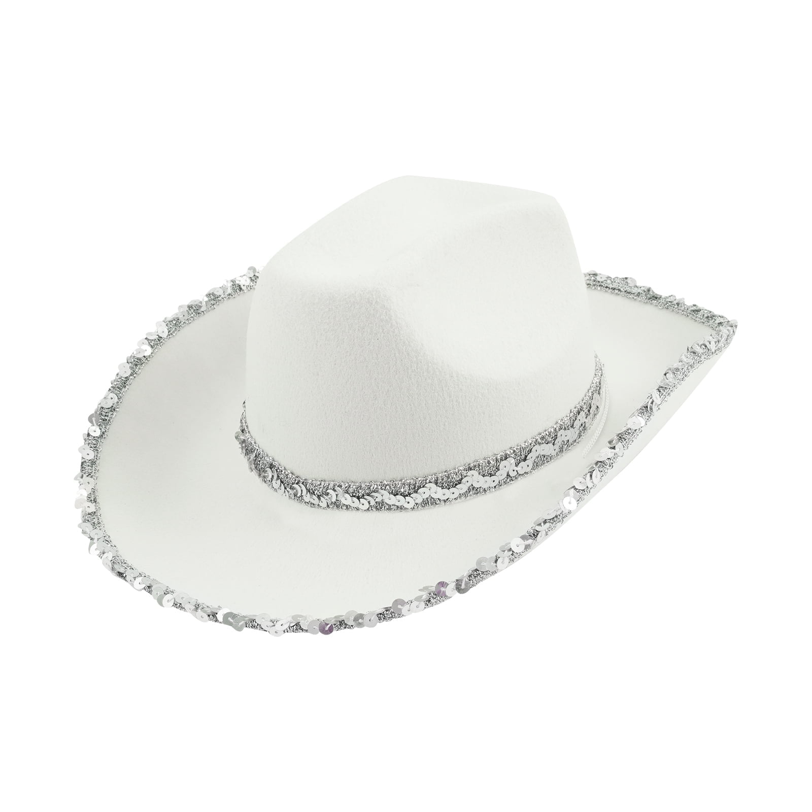 WoWstyle Cowboy Hat for Women Men Western White Sequin Cowgirl Hats ...