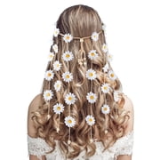 Wowstyle Flower Crown Headband for Women Hippie Boho Floral Hair Wreath Fairy Crown Adjustable Handmade Artificial Flowers Ribbon Lightweight Bridal Bridesmaid Renaissance Festival Photo Shoot F