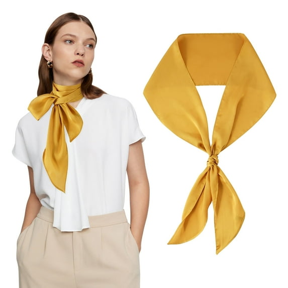 Wowstyle Solid Color Long Neckerchief Multifunctional Neck Scarf Pure Skinny Scarf Necktie for 50's Costume Party Wedding Cosplay Accessory, Yellow