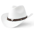 thumbnail image 1 of WoWstyle White Cowboy Hat for Adult Men Women Cowgirl Hat with Adjustable Leather Hat Band Western Cattleman Cowboy Rodeo Outfit for Outdoor Activities, Parties, Farm-Related Events, Music Festivals, 1 of 8