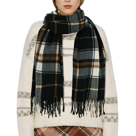 WoWstyle Winter Womens Scarf Classic Big Coloured Checked Soft Thick Warm Scarves