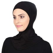 WoWstyle Women's Muslin Hijab Sport Head Scarf Plain Under Scarf Muslimah Turban Cap Scarf Gift for Mother's Day(Black)