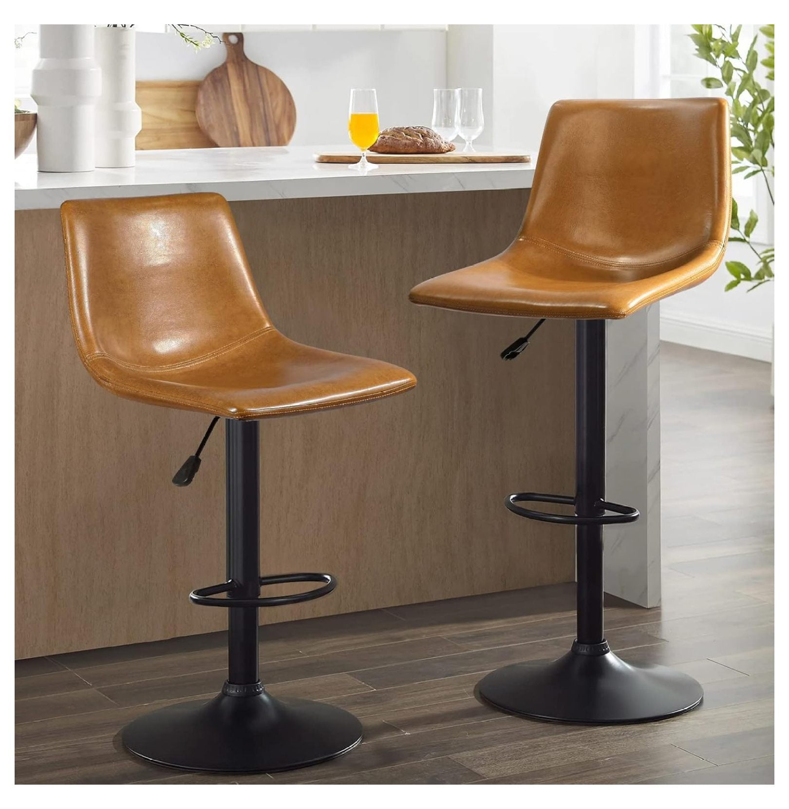 WoZHe Adjustable Swivel Bar Stools Set of 2,Counter Height Bar Stools