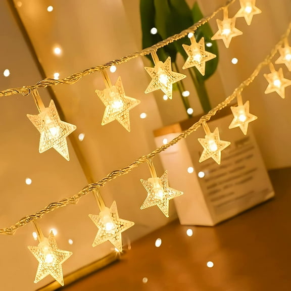 Woaeety 40 LED Star String Lights 20 FT Fairy Christmas Lights Battery Operated for Indoor & Outdoor, Party, Wedding and Holiday Decorations Warm White