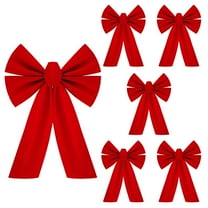 Woaeety 6 Pcs Christmas Red Velvet Bows, 13" Long by 9" Wide Christmas Ornaments for Tree, Decorative Big Bows for Indoor Holiday Decorations Outdoor Decor Xmas Wreaths Ornaments