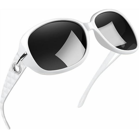 Woaeety Big Womens Sunglasses Polarized Trendy Sun Glasses Large Rectangle UV Protection Rhinestone Sunnies