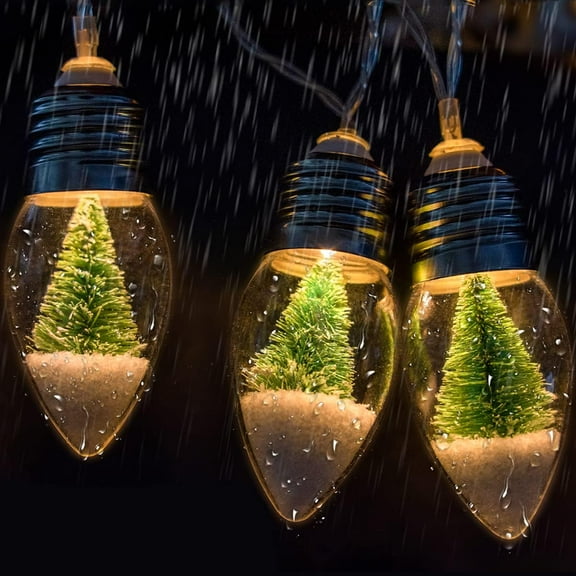 Woaeety Christmas Snow Globe String Lights - Battery Operated, 9..9 Ft 20 LED Clear Bulbs for Room Decoration - 1 Pack
