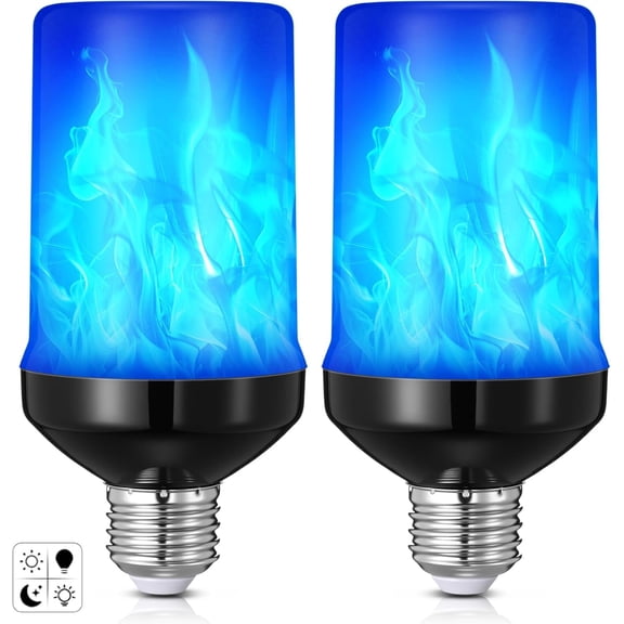 Woaeety Flame Light Bulb, Flickering Light Bulb with 4 Modes Upside Down Effect, E26 Base Flickering Light Bulbs for Halloween Decorations Christmas Indoor Outdoor Party Home Patio Porch Decor (Blue)