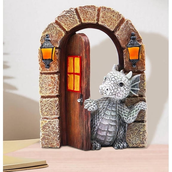 Woaeety Garden Dragon Resin Sculpture 3D Dragon Wall Art Decor  Mounted Room Decor Home Wall Decorations for Kids Bedroom(Door)